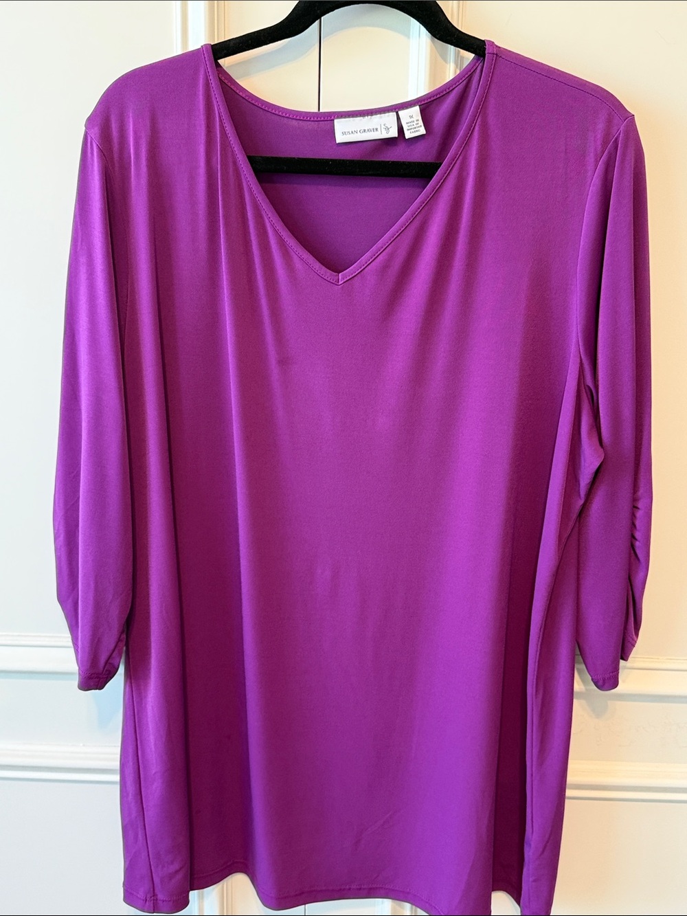 Susan Graver Fuchsia V-Neck Long Sleeve Tunic
